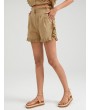 Lace Trim Pocket Solid Casual Shorts For Women