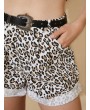 Leopard Print Pocket Pleated High Waist Shorts For Women
