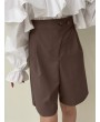 Casual Solid Pocket Button Front Shorts For Women