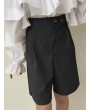 Casual Solid Pocket Button Front Shorts For Women