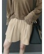 Leisure Solid Ruched Pocket Cotton Shorts