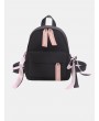 Women Backpack Canvas Metal Detail Front Zipper Mini Backpack