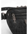 Men Skull Head Bum Bag Waist Bag Black PU  Zipper Crossbody Bag