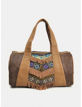 Embroidery Flower Tote Handbags Vintage Tassel Shoulder Crossbody Bags