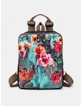 Cowhide National Flower Handbags Multifunction Shoulder Bags Backpack