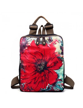 Cowhide National Flower Handbags Multifunction Shoulder Bags Backpack