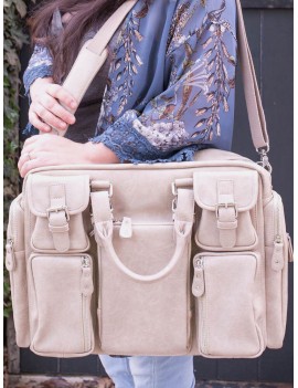 Women Casual Large Capacity Multifunction Handbag Solid Shoulder Bag