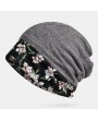 Printed Lace Stitching Beanie Scarf Hat Dual-use Turban Cap