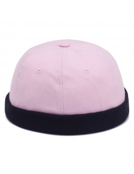 Mens Womens Couple Adjustable Solid French Cotton Bucket Cap Retro Vogue Crimping Brimless Hats