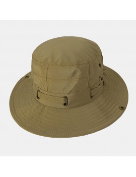 Mens Bucket Hat Outdoor Fishing Hat Climbing Mesh Breathable Sunshade Cap With String