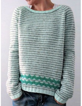 Casual Striped Crew Neck Long Sleeve Sweater