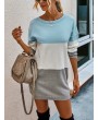 Contrast Color Long Sleeve O-neck Casual Sweater For Women