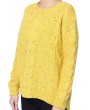 Casual Long Sleeve Pullover Asymmetric Hem Cable Knit Sweater